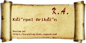 Körpel Arikán névjegykártya